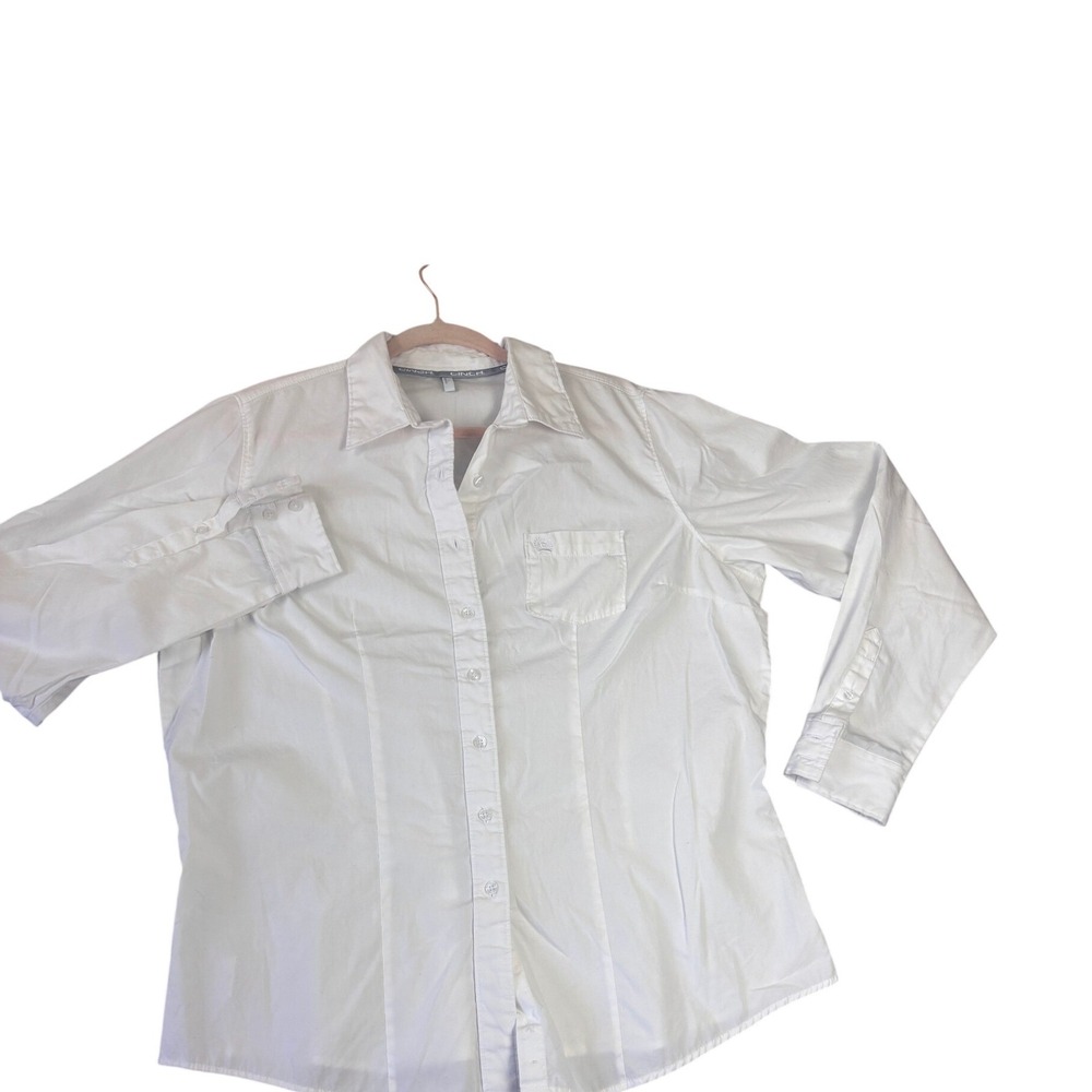 Cinch Button Down Shirt Womens XXL White Long Sleeve Cotton tailored fitted